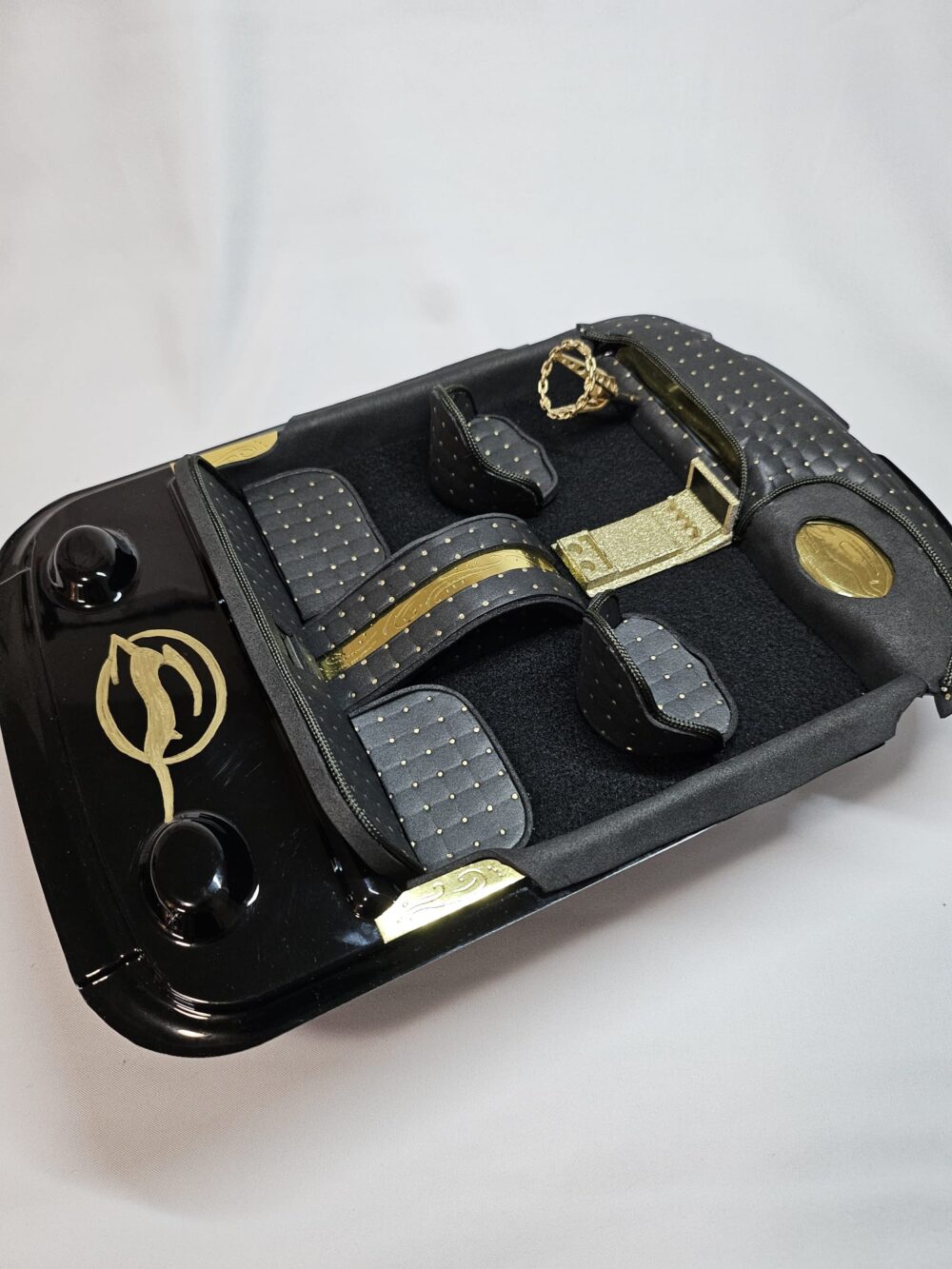 Custom Mini Car Interior Model – Black & Gold Elite Edition