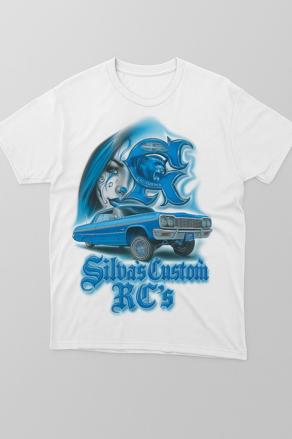 Silva’s Custom RC’s Blue California Style Tee (White)